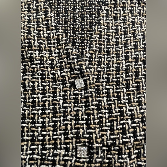 NWT ZARA TEXTURED DRESS WITH JEWEL BUTTON BLACK / ECRU 2120/240 - Picture 11 of 13